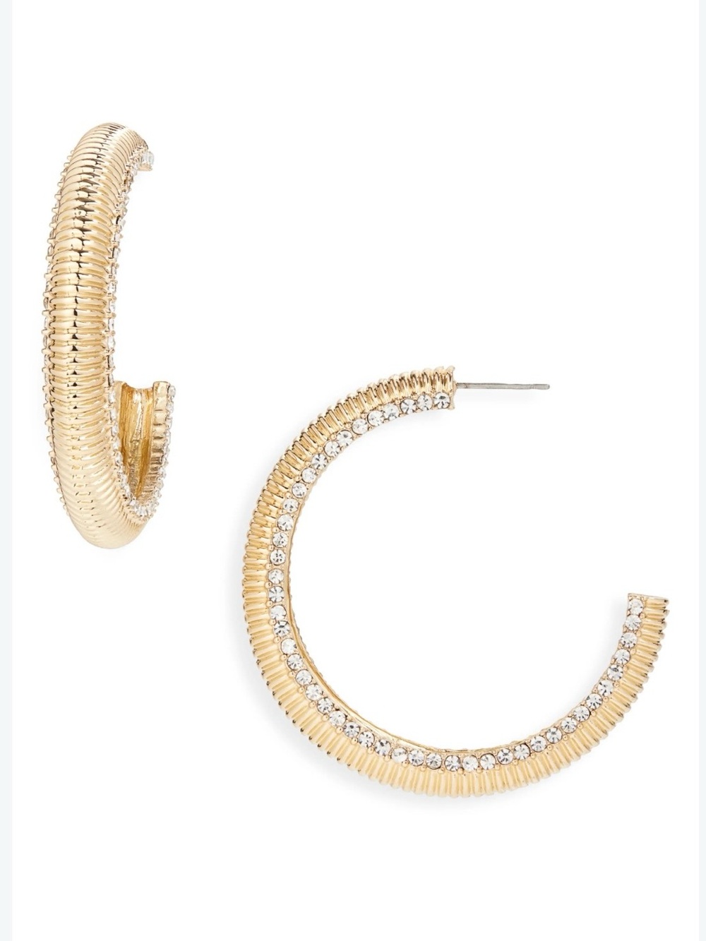 Baublebar Pavé Crystal Ridged Hoop Earrings